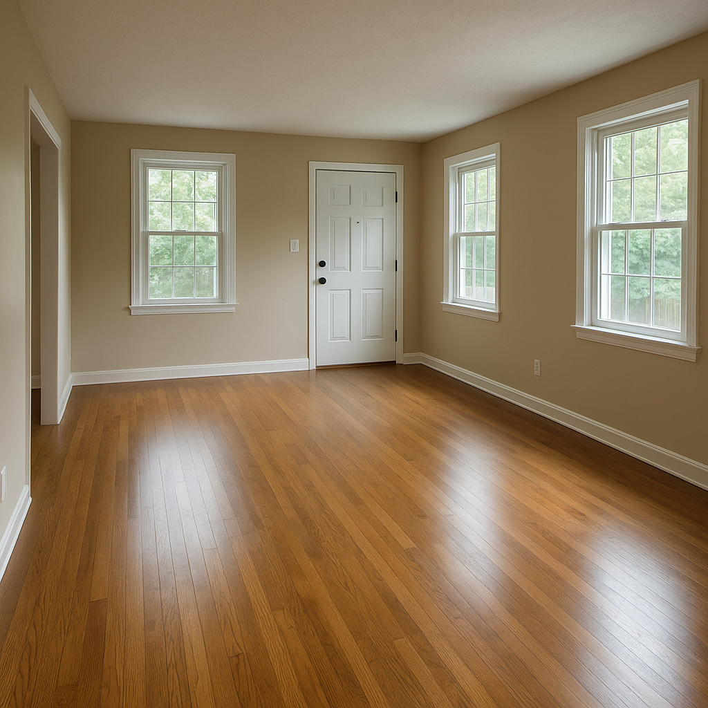 After: completely empty living room after full estate cleanout